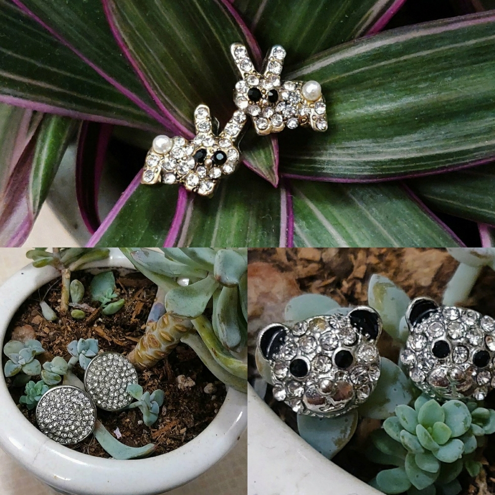 3 Pairs of Silver Stud Earrings